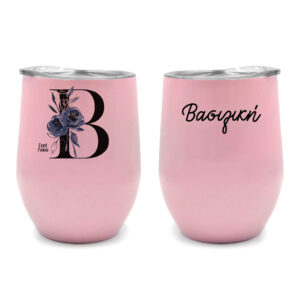 Ποτήρι Θερμός 355ml Ροζ Μονόγραμμα & Όνομα Navy Blue