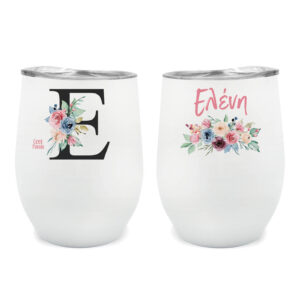 Ποτήρι Θερμός 355ml Λευκό Μονόγραμμα Λουλούδια