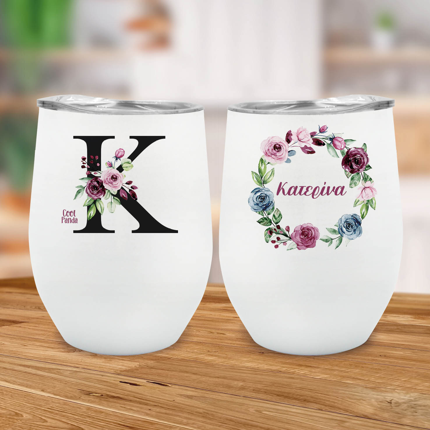 Ποτήρι Θερμός 355ml Λευκό Μονόγραμμα & Στεφάνι