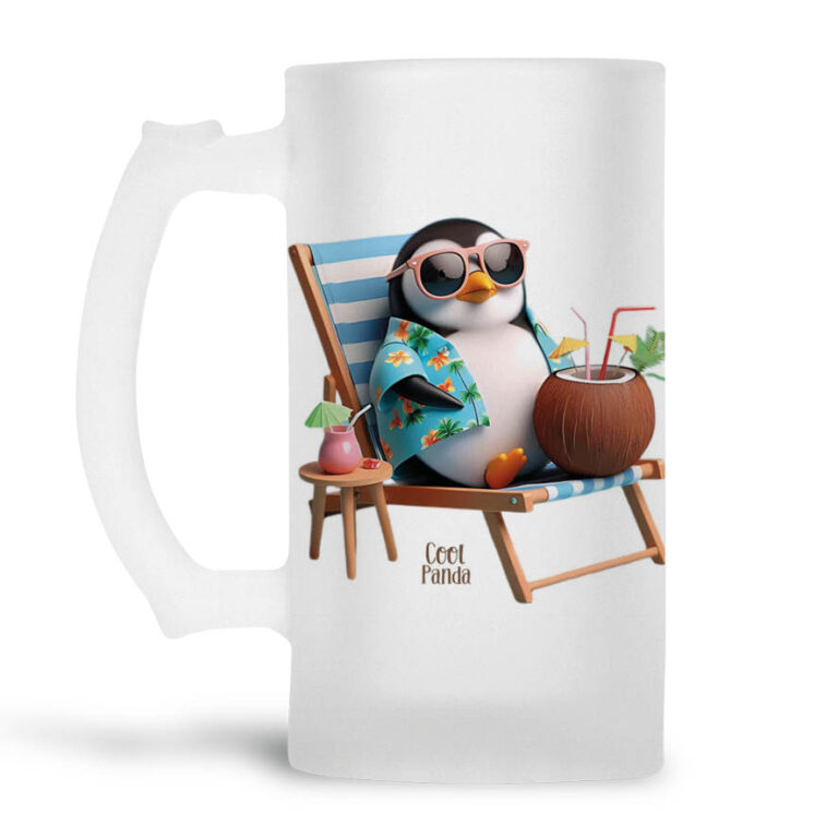 Γυάλινο ποτήρι μπύρας 500ml “Τeacher off duty Πιγκουίνος”