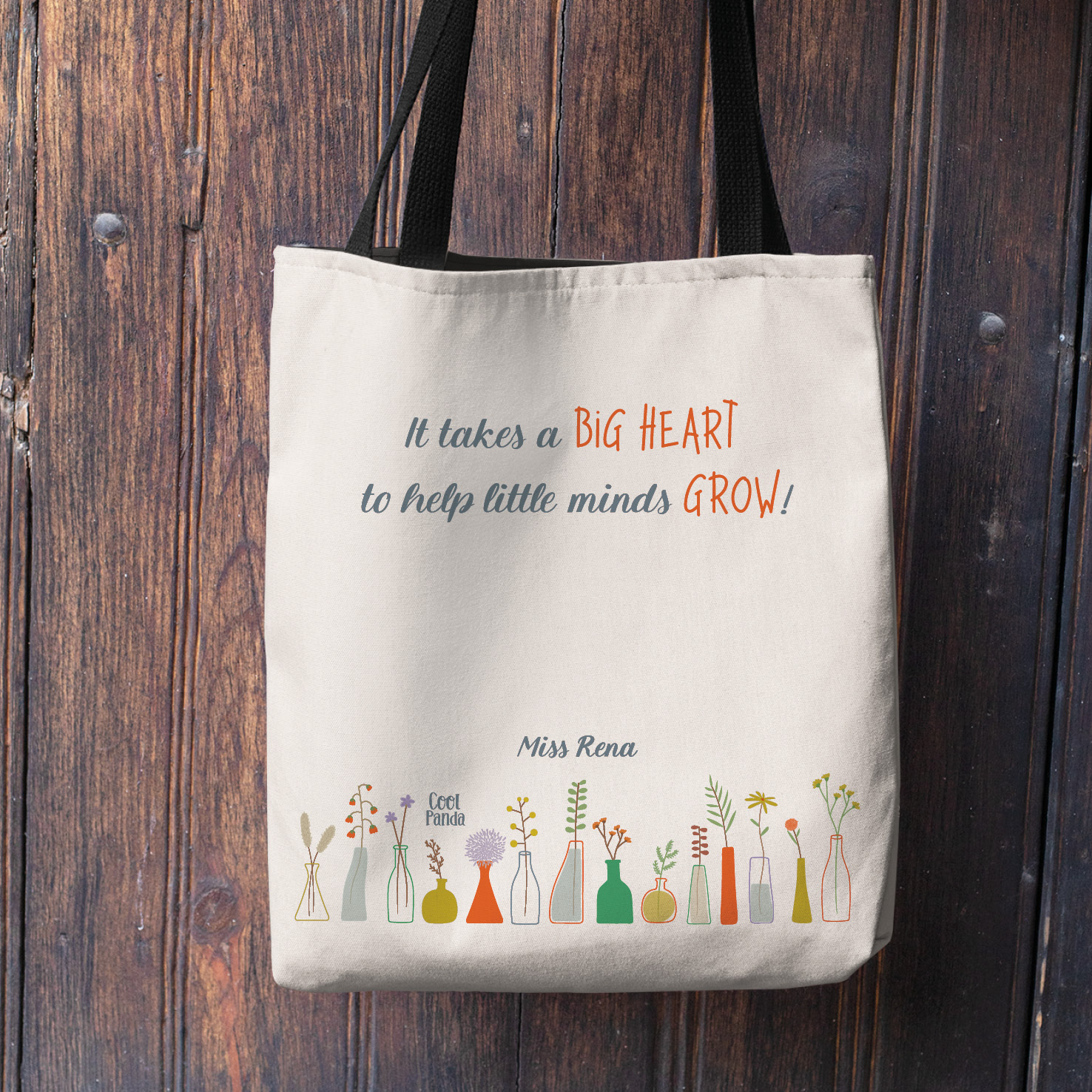 Σετ λινή τσάντα με μαύρα χερούλια και νεσεσέρ “Little Minds”