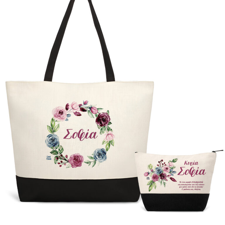 Σετ τσάντα θαλάσσης και νεσεσέρ Floral Roses