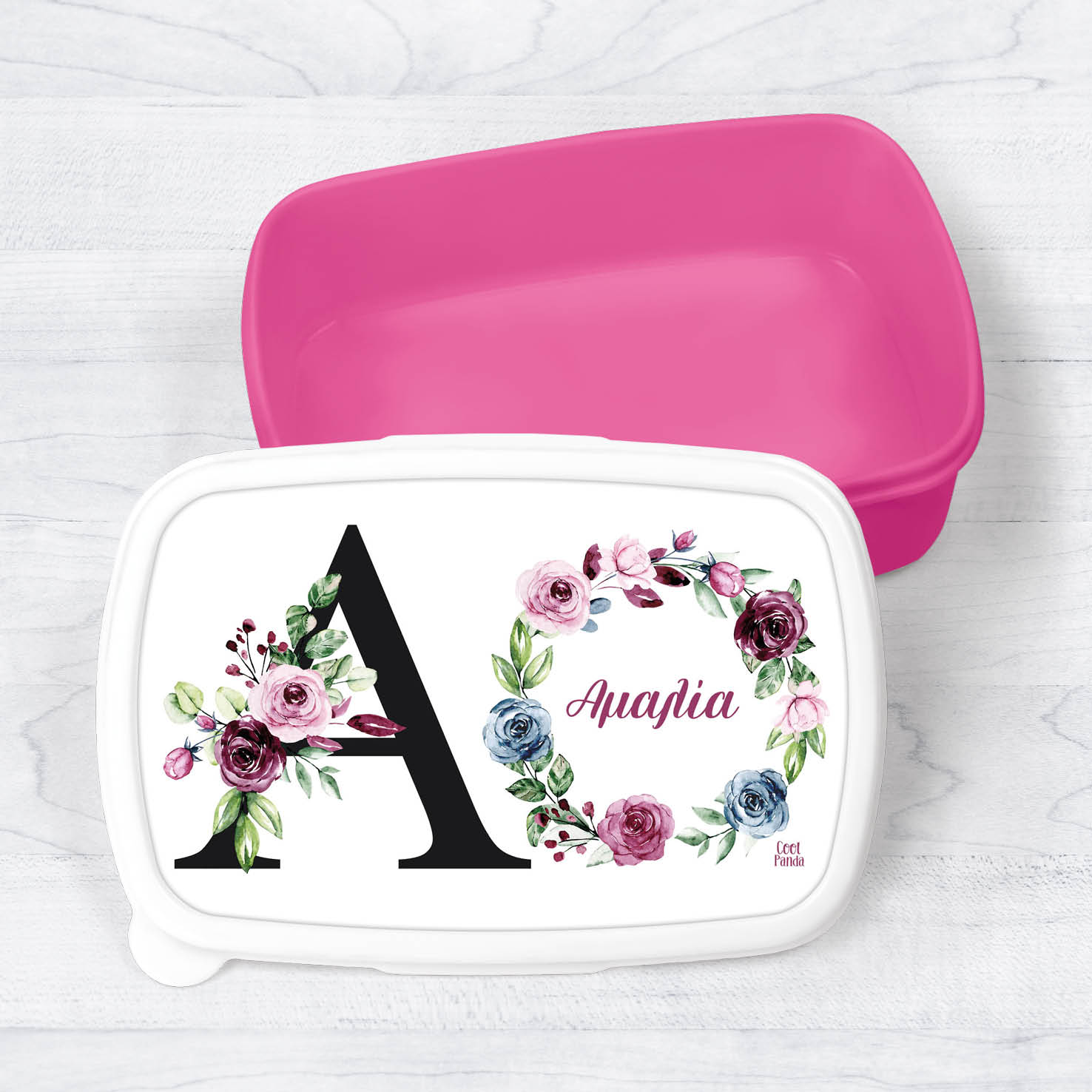 Τάπερ φαγητού “Floral μονόγραμμα ρoζ”