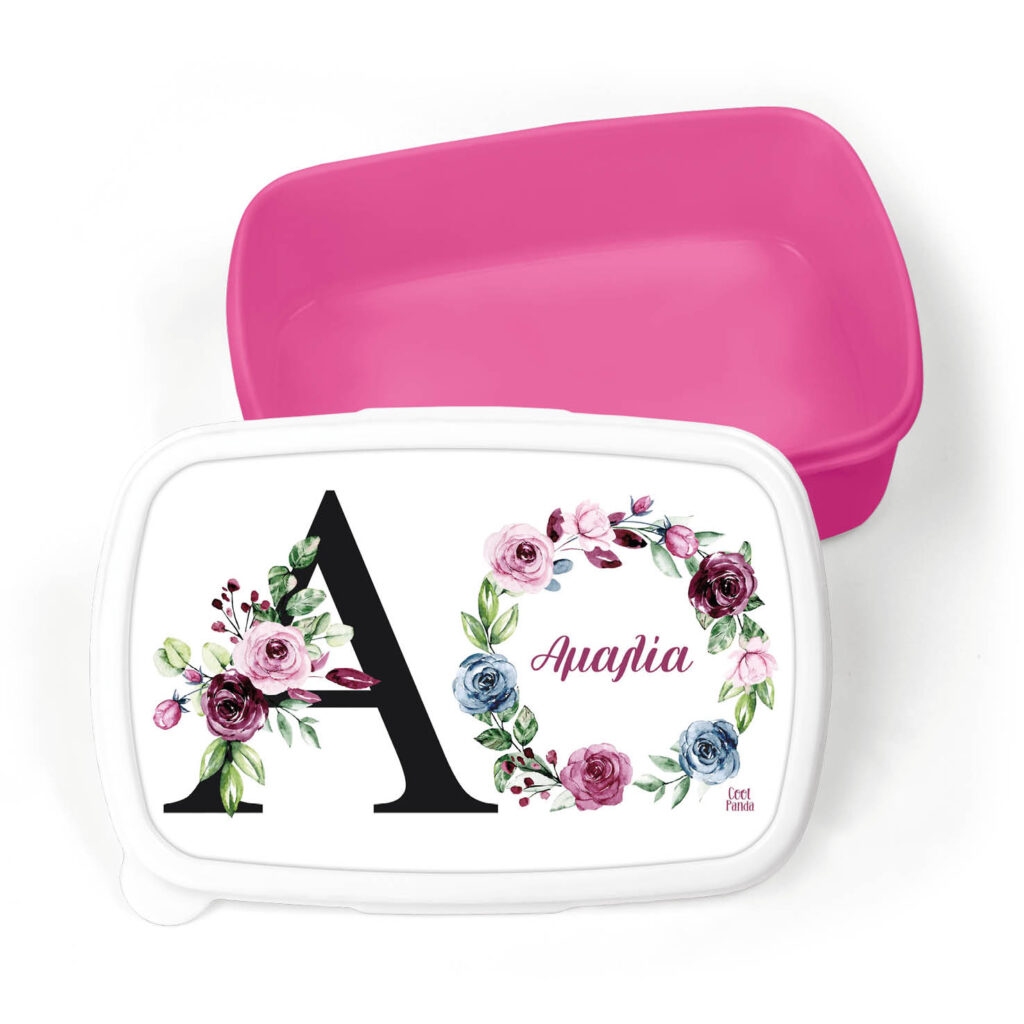 Τάπερ φαγητού “Floral μονόγραμμα ρoζ”