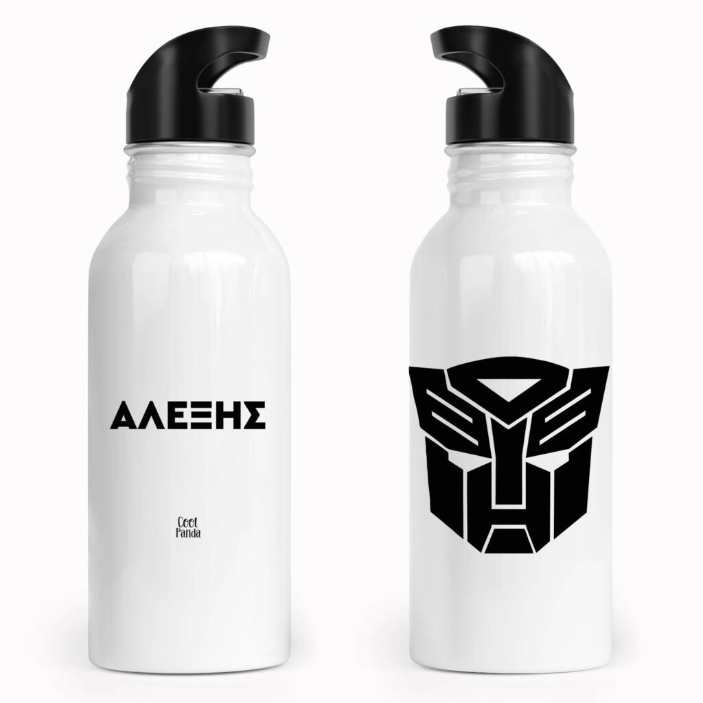 Μπουκάλι νερού ανοξείδωτο με καλαμάκι λευκό “Autobots”