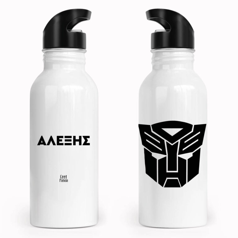 Μπουκάλι νερού ανοξείδωτο με καλαμάκι λευκό “Autobots”