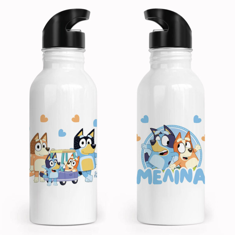 Μπουκάλι νερού ανοξείδωτο με καλαμάκι λευκό “Bluey”