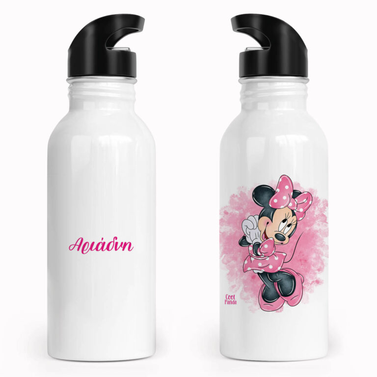 Μπουκάλι νερού ανοξείδωτο με καλαμάκι λευκό “Minnie”