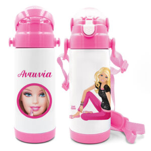 Μπουκάλι νερού θερμός με καλαμάκι “Barbie”