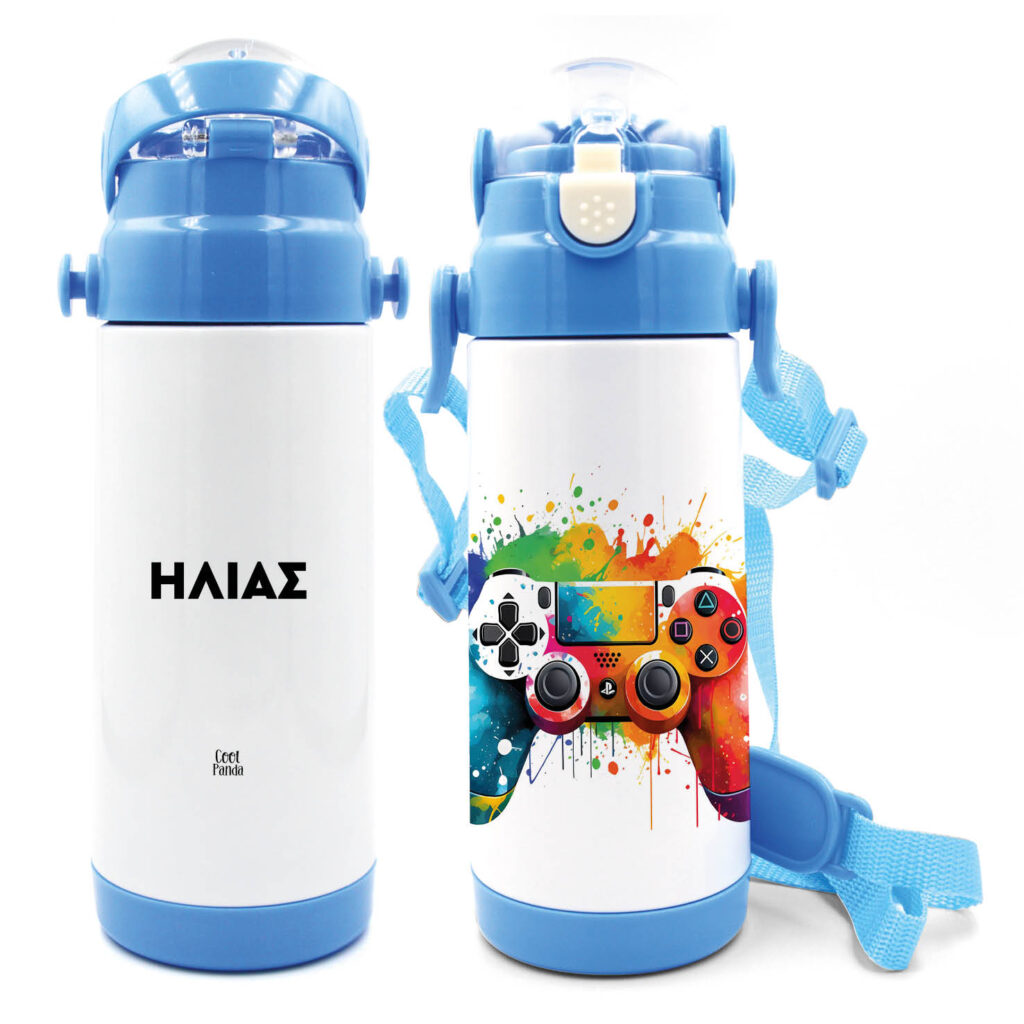 Μπουκάλι νερού θερμός με καλαμάκι  “Colourful playstation”