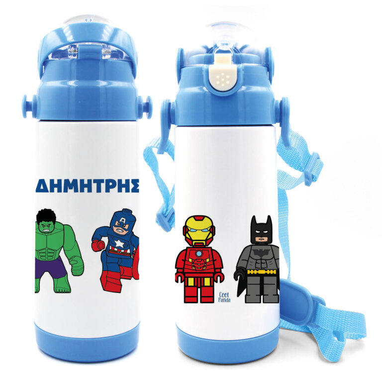 Μπουκάλι νερού θερμός με καλαμάκι “Marvel Heroes”