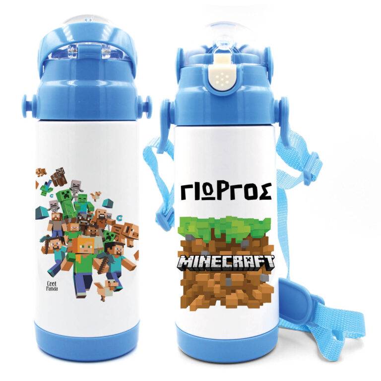 Μπουκάλι νερού θερμός με καλαμάκι  “Μinecraft”