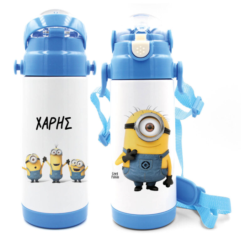 Μπουκάλι νερού θερμός με καλαμάκι “Minnions”