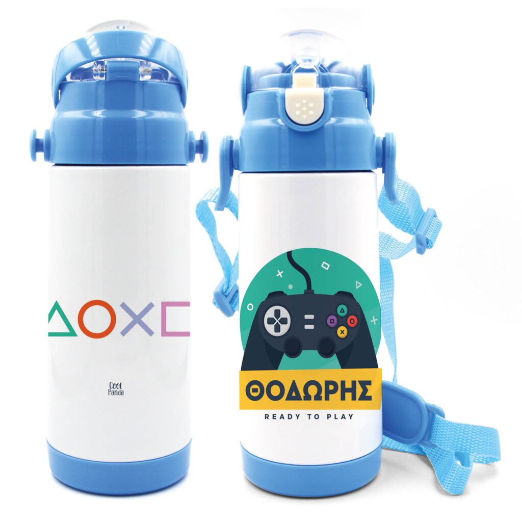 Μπουκάλι νερού θερμός με καλαμάκι  “Playstation”