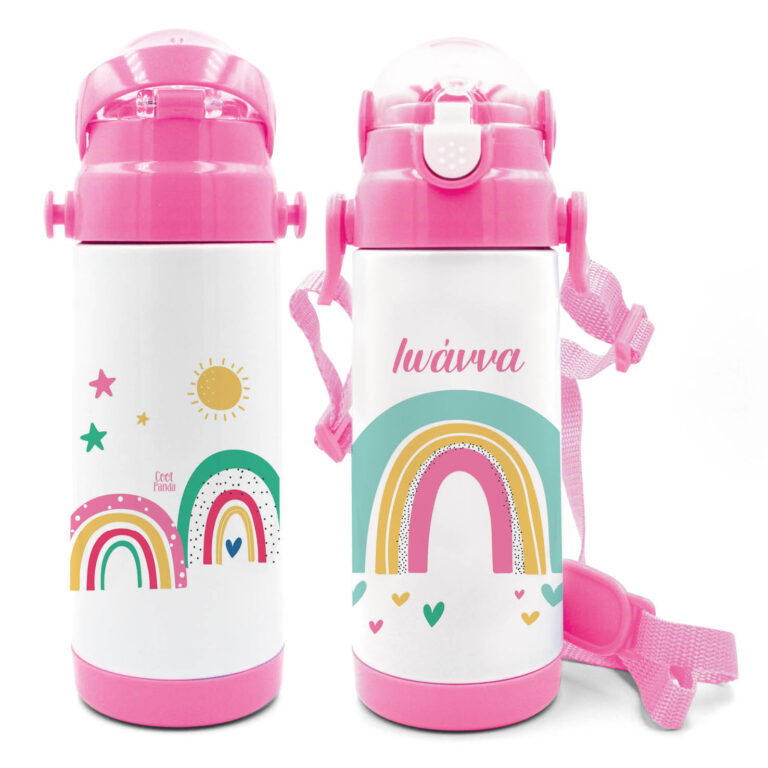 Μπουκάλι νερού θερμός με καλαμάκι “Ουράνια τόξα”