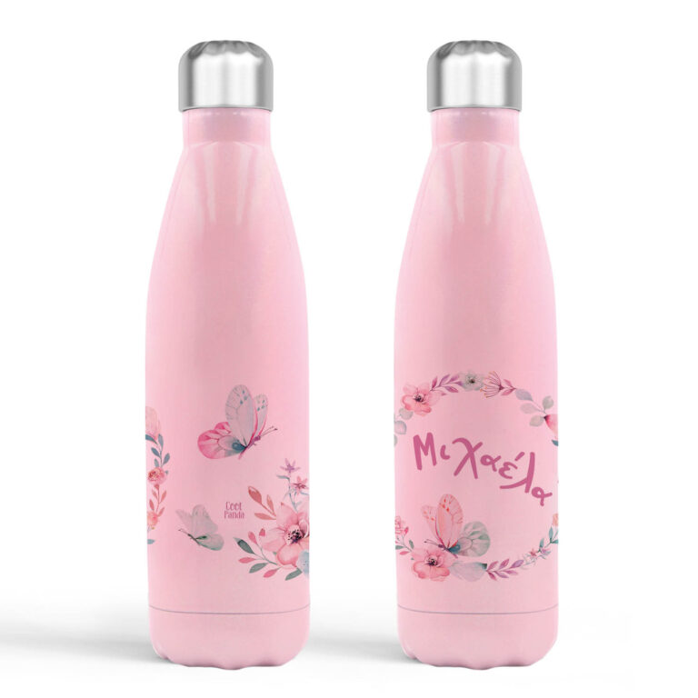 Μπουκάλι νερού θερμός ροζ “Floral Butterflies”