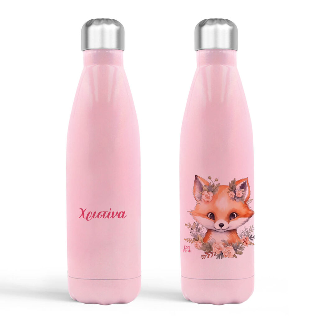 Μπουκάλι νερού θερμός ροζ “Αλεπουδάκι”
