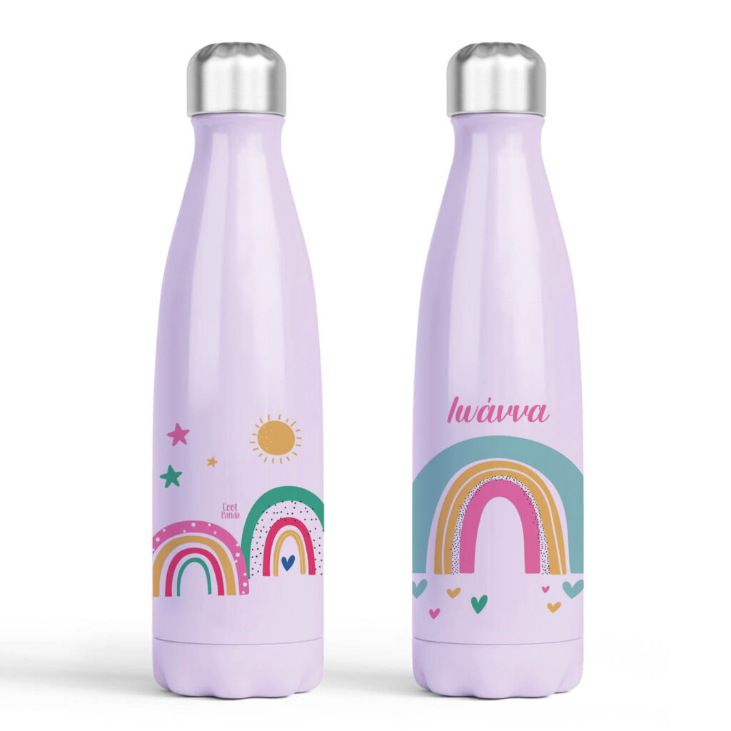 Μπουκάλι νερού θερμός μωβ “Ουράνια τόξα”