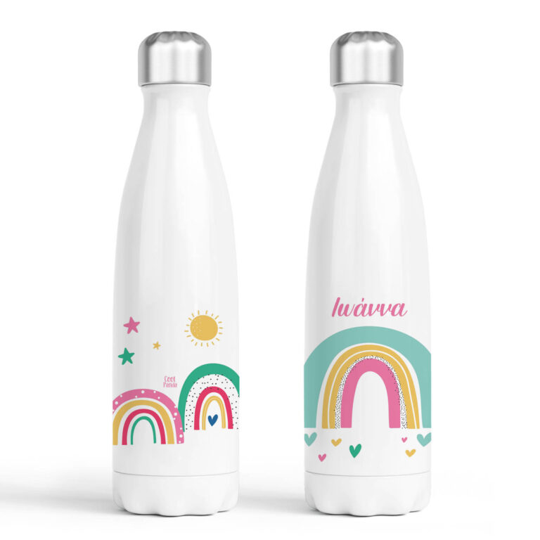 Μπουκάλι νερού θερμός λευκό “Ουράνια τόξα”