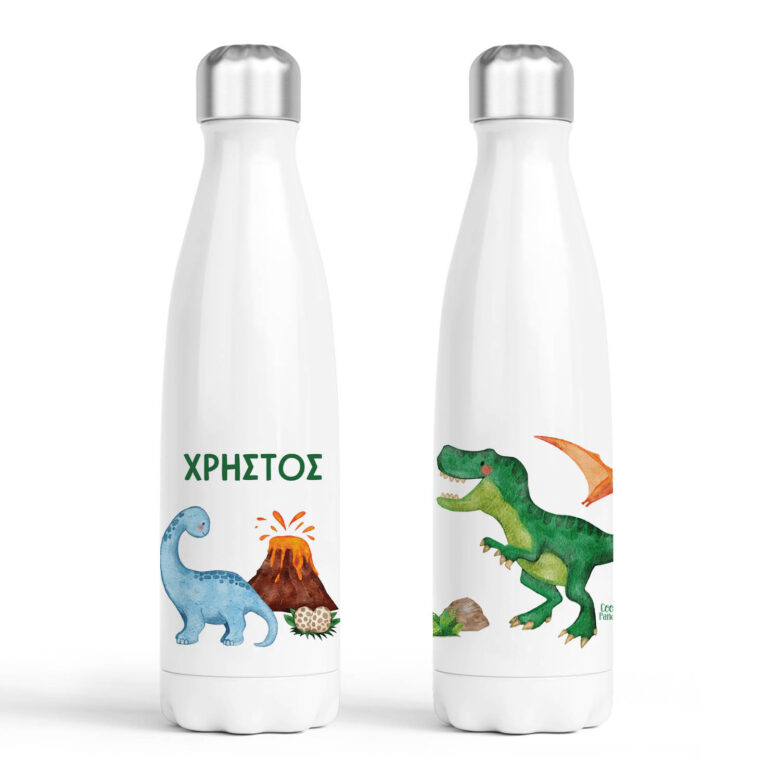 Μπουκάλι νερού θερμός λευκό “Δεινοσαυράκια”