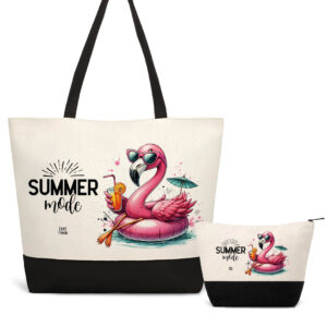 Σετ τσάντα θαλάσσης και νεσεσέρ Flamingo Summer Mode