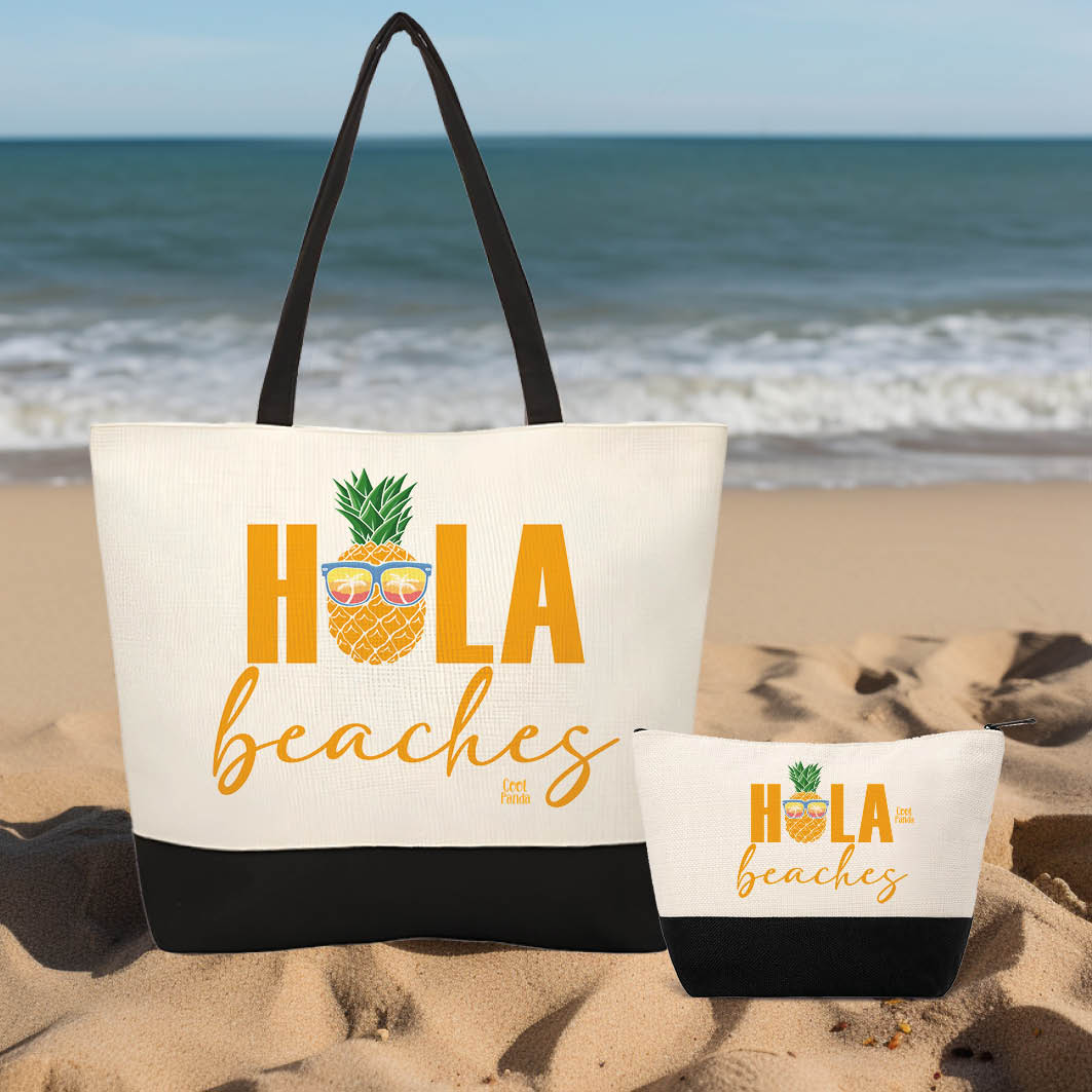 Σετ τσάντα θαλάσσης και νεσεσέρ “Hola beaches”