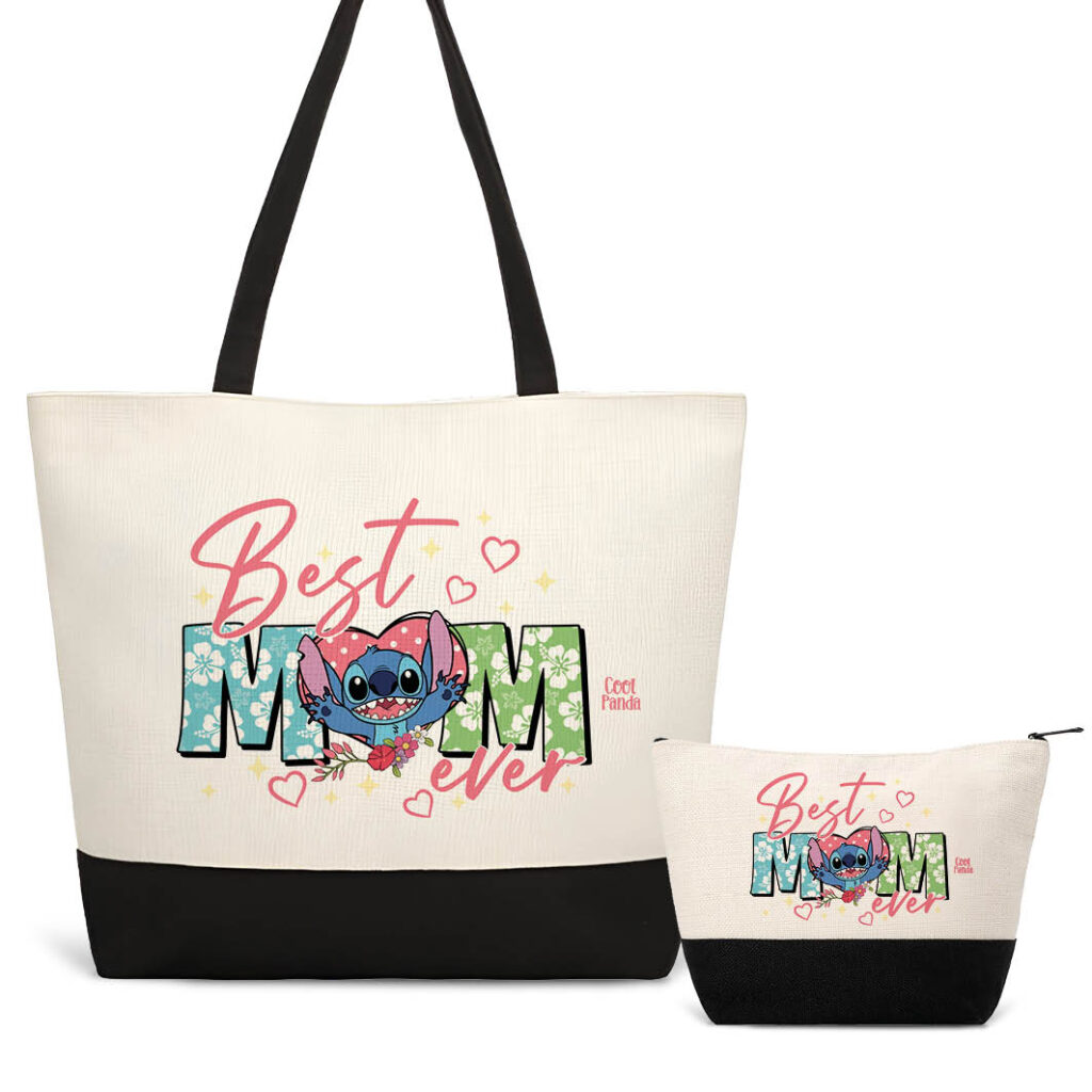Σετ τσάντα θαλάσσης και νεσεσέρ Stitch best MOM