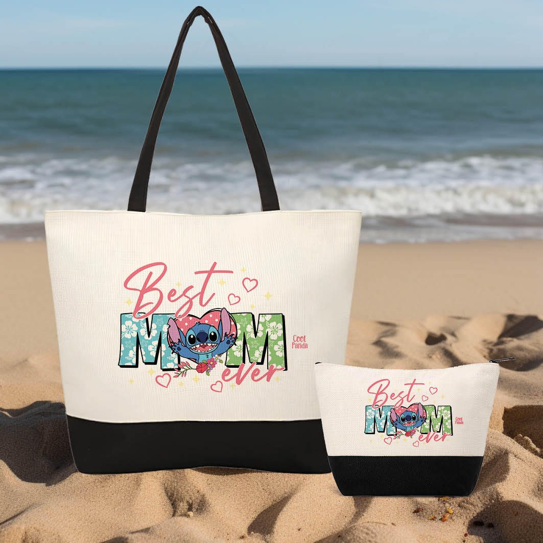 Σετ τσάντα θαλάσσης και νεσεσέρ Stitch best MOM