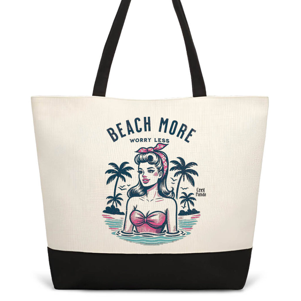 Τσάντα θαλάσσης “Beach more worry less”