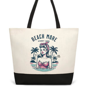 Τσάντα θαλάσσης "Beach more worry less"