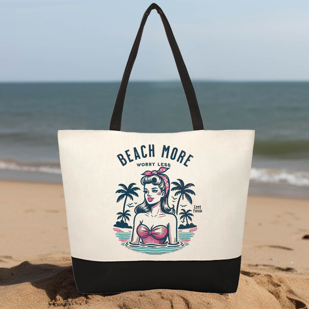 Τσάντα θαλάσσης “Beach more worry less”