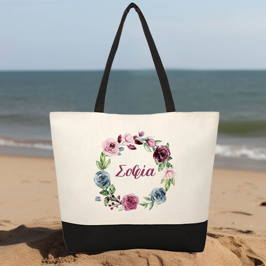 Τσάντα θαλάσσης Floral Roses στεφάνι