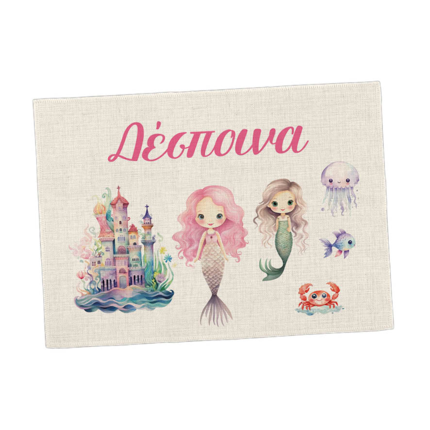 Σουπλά φαγητού λινό “Γοργόνες Βυθός”