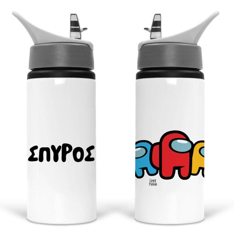 Μπουκάλι νερού με καλαμάκι λευκό “Among us” Boy