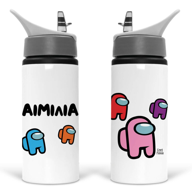 Μπουκάλι νερού με καλαμάκι λευκό “Among us” Girl