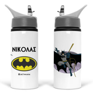Μπουκάλι νερού με καλαμάκι λευκό “Batman”