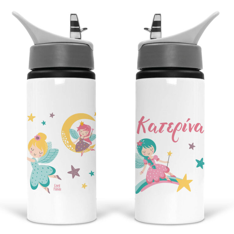 Μπουκάλι νερού με καλαμάκι λευκό “Dreaming Fairies”