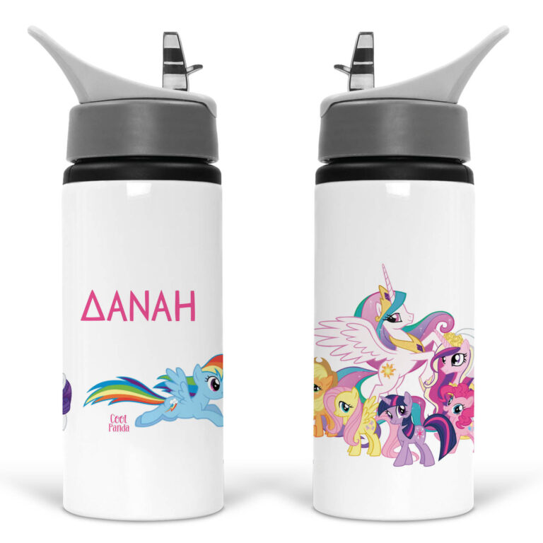 Μπουκάλι νερού με καλαμάκι λευκό “My little pony”