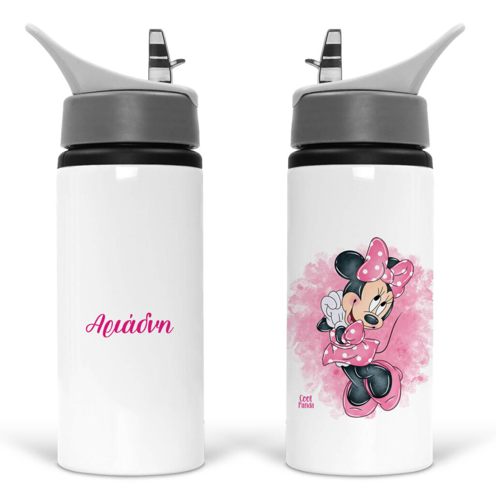 Μπουκάλι νερού με καλαμάκι λευκό “Minnie”