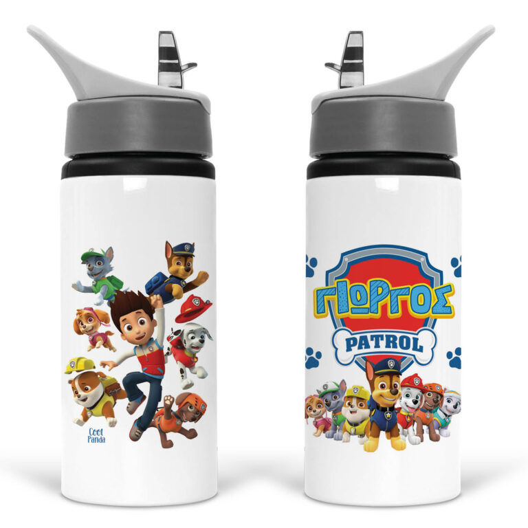 Μπουκάλι νερού με καλαμάκι λευκό “Paw Patrol”