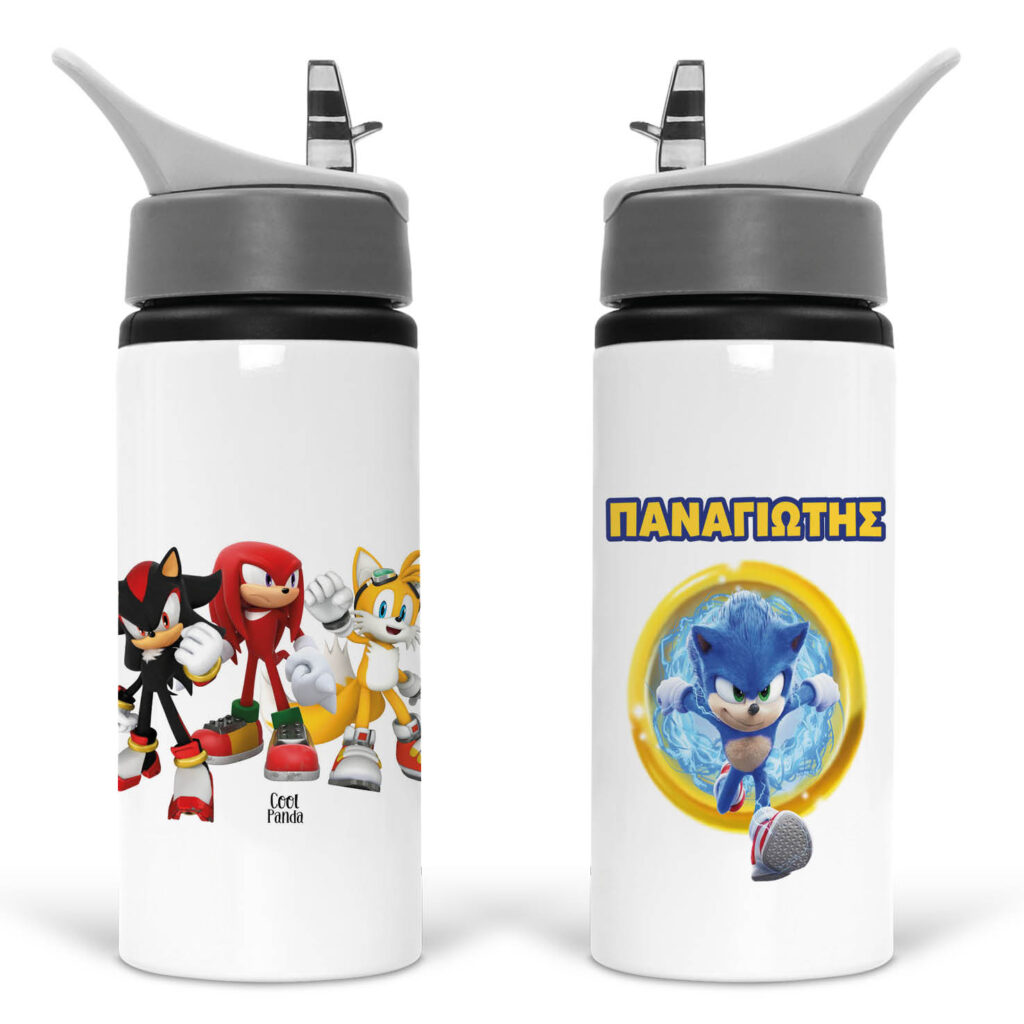 Μπουκάλι νερού με καλαμάκι λευκό “Sonic”