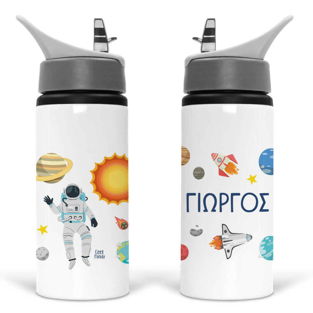 Μπουκάλι νερού με καλαμάκι λευκό “Space”