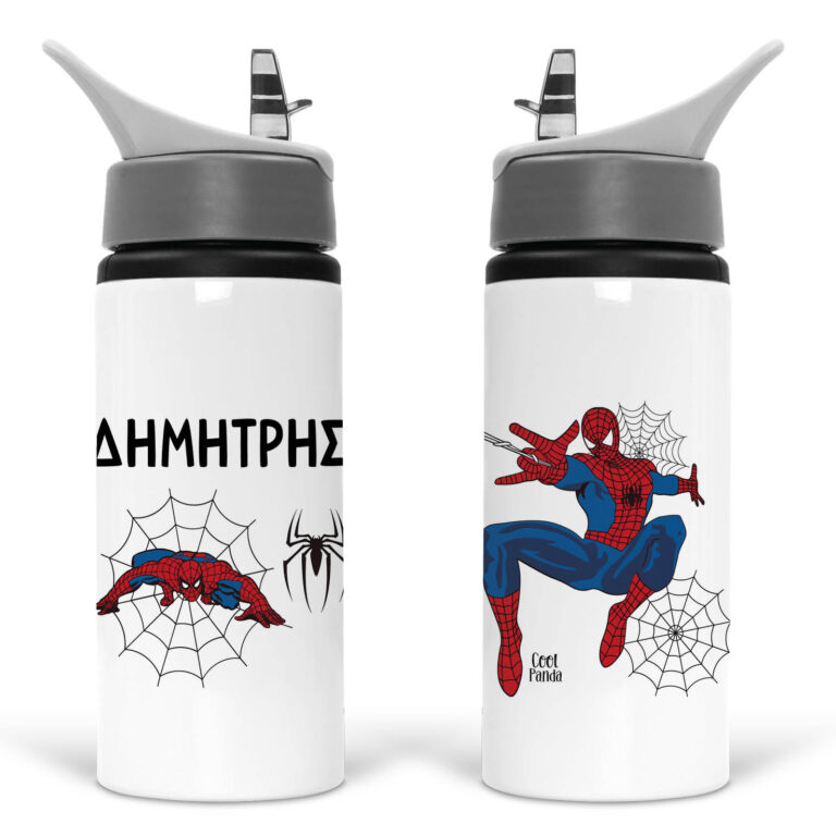 Μπουκάλι νερού με καλαμάκι λευκό “Spiderman”