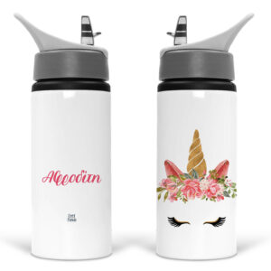 Μπουκάλι νερού με καλαμάκι λευκό “Unicorn Face”