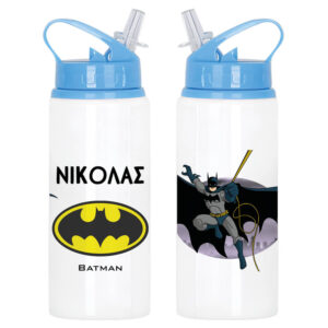 Μπουκάλι νερού με καλαμάκι λευκό “Batman”