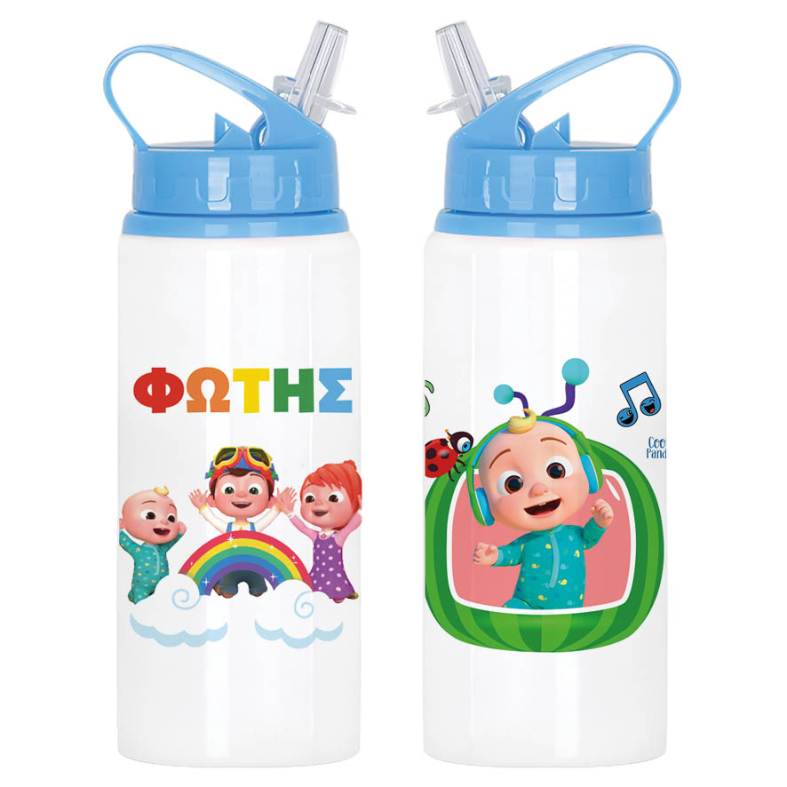 Μπουκάλι νερού με καλαμάκι λευκό “Cocomelon”