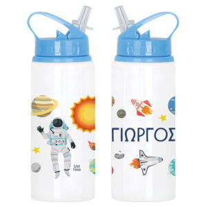 Μπουκάλι νερού με καλαμάκι λευκό “Space”