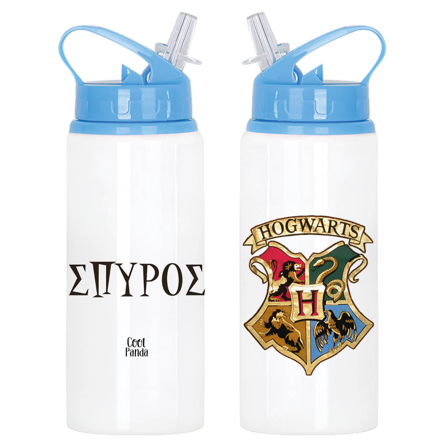 Μπουκάλι νερού με καλαμάκι λευκό “Hogwarts”