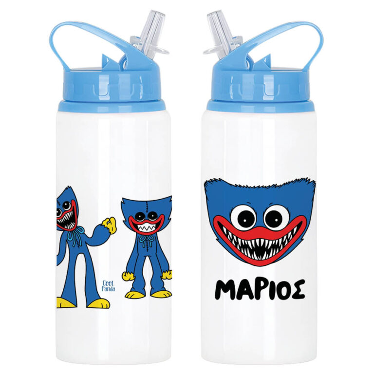 Μπουκάλι νερού με καλαμάκι λευκό “Huggy Wuggy”