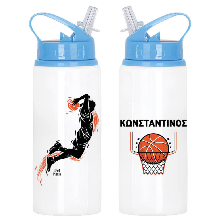 Μπουκάλι νερού με καλαμάκι λευκό “Basketball”